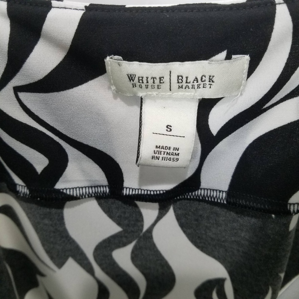 WHBM Womens Small Black White Wavy Print Ruched Tank Top - Picture 3 of 5
